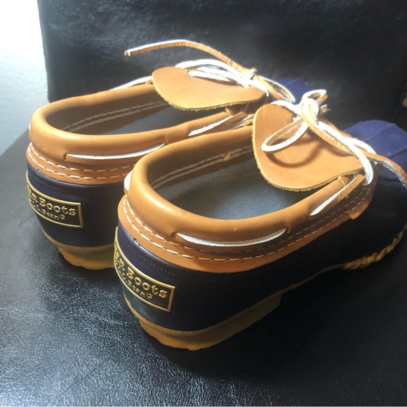 L.L. Bean Boots Womens Blue Tan Bottoms Duck Boot Gum Sole Rain Boots Size 9N - Picture 6 of 12